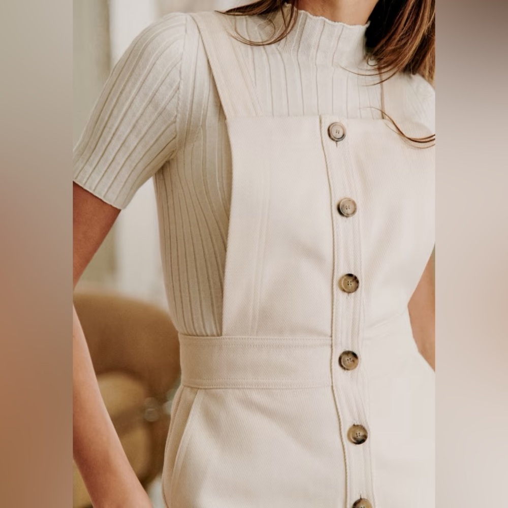 Sezane Dania Jumper Dress 34 XS Coastal Nancy Meyers French Girl Style Coquette